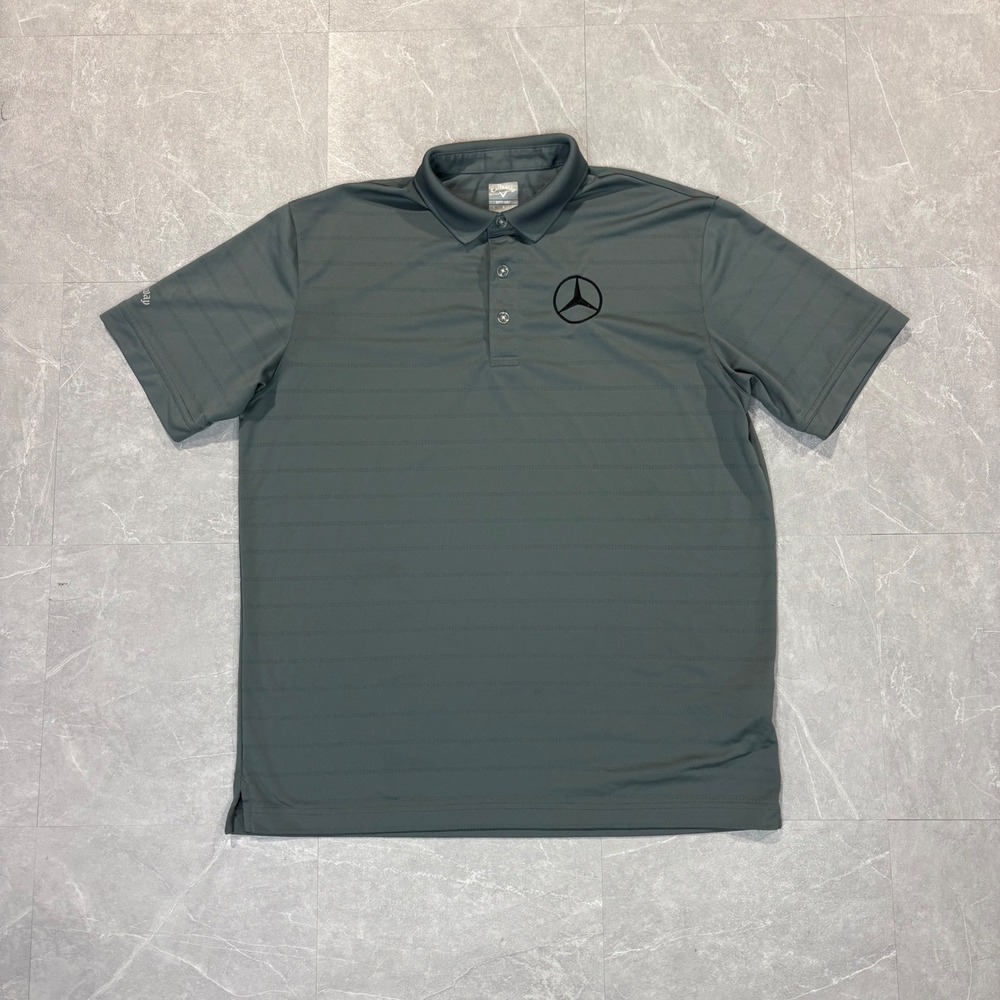 Callaway Mercedes-Benz Opti-Dri Golf Polo Shirt Mens Large Gray Textured Stripe